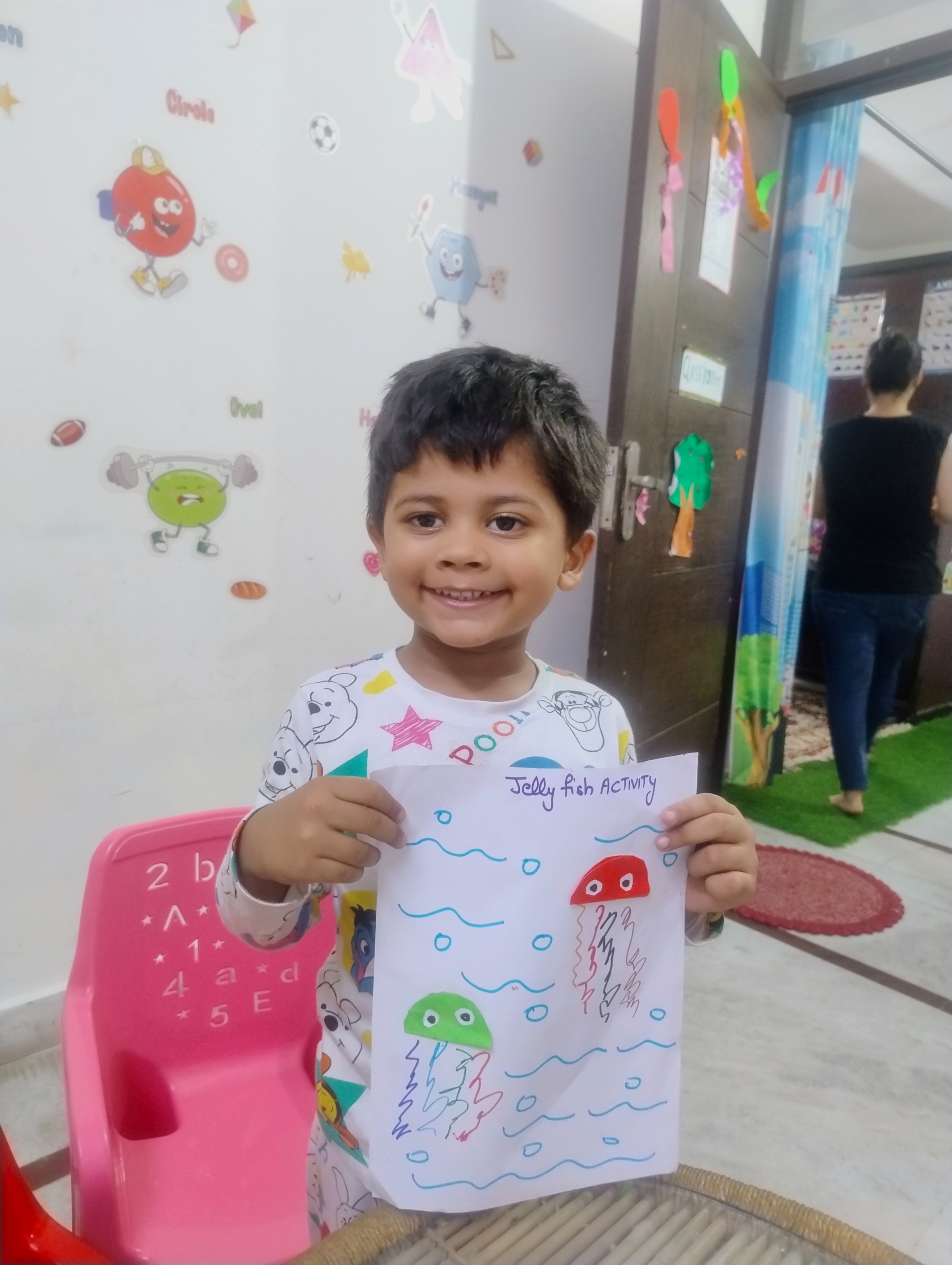 Three children engaged in a learning activity
